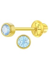 beautiful teeny-tiny light blue birthstone earrings for babies and children